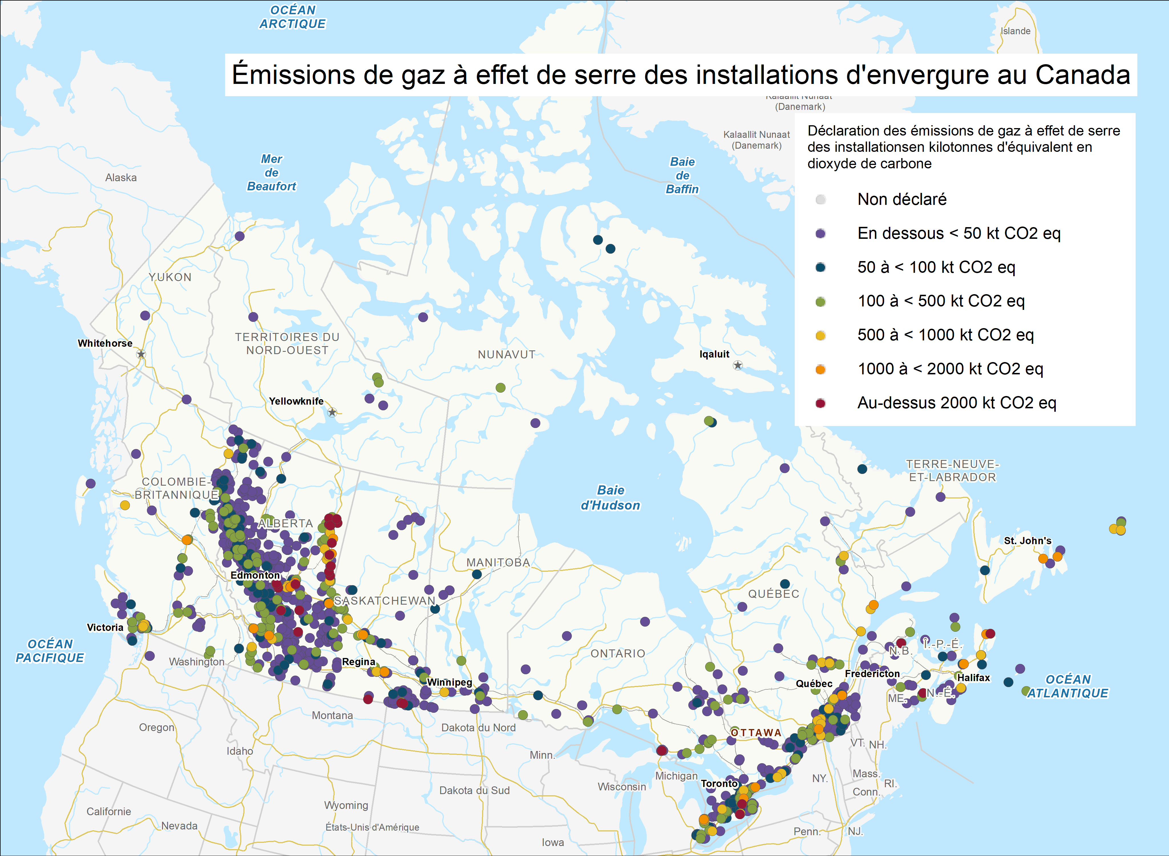 Émisons de gaz à effet de serre des installations d'envergure au Canada