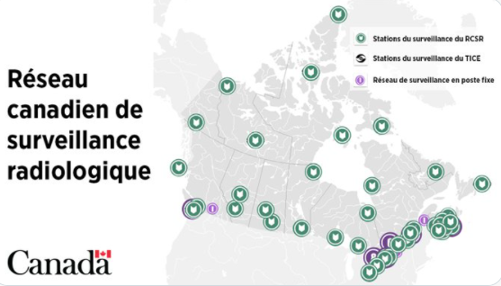 Une carte du Réseau canadien de surveillance  radiologique
