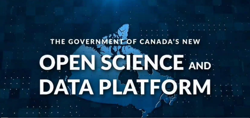 Une diapo où on peut lire la nouvelle plateforme de science et de données ouvertes du gouvernement du Canada