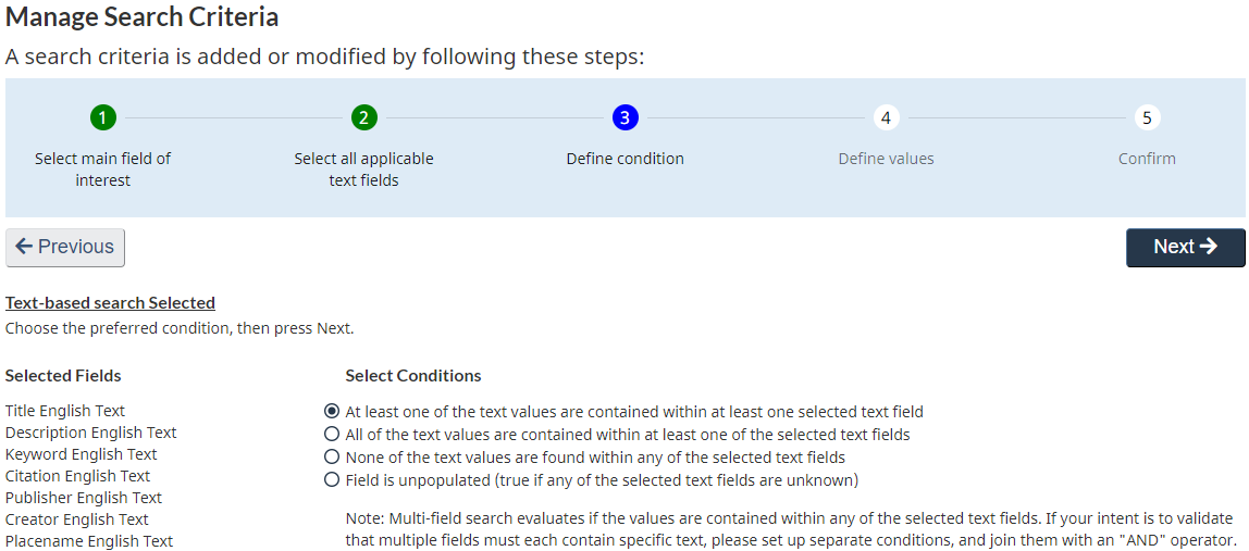 Screen capture of the activated Advanced Search block, indicating the location of the Select Saved Search box, where you can confirm your selection.