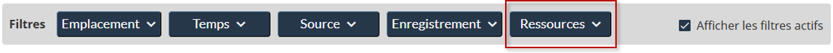 Image montrant l’emplacement du bouton de filtre Ressources.