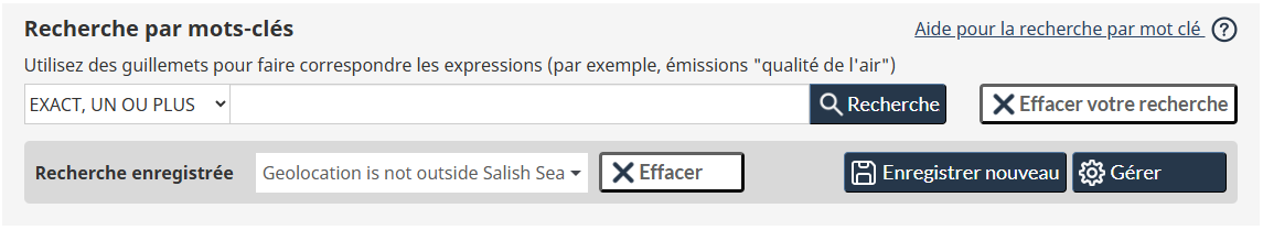 Image du bloc de contrôle de recherche.