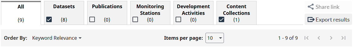 Image of the Search Result Set tabs and Management Bar.